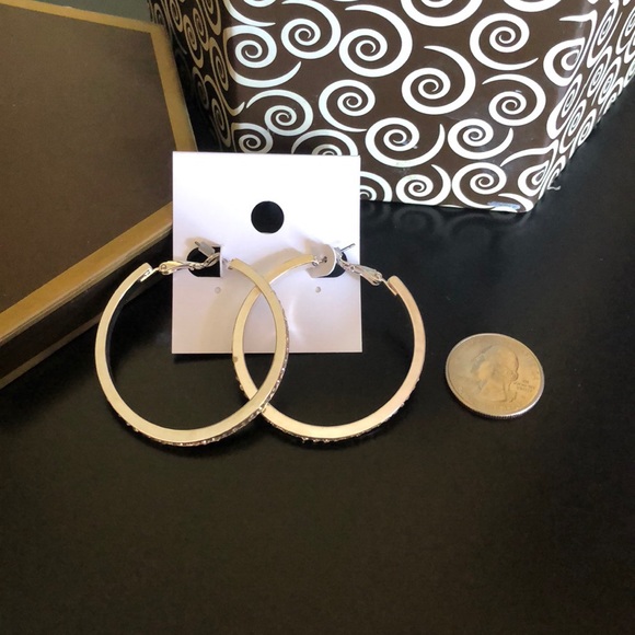 Elegant Silver Tone Hoop Earrings - Picture 6 of 6